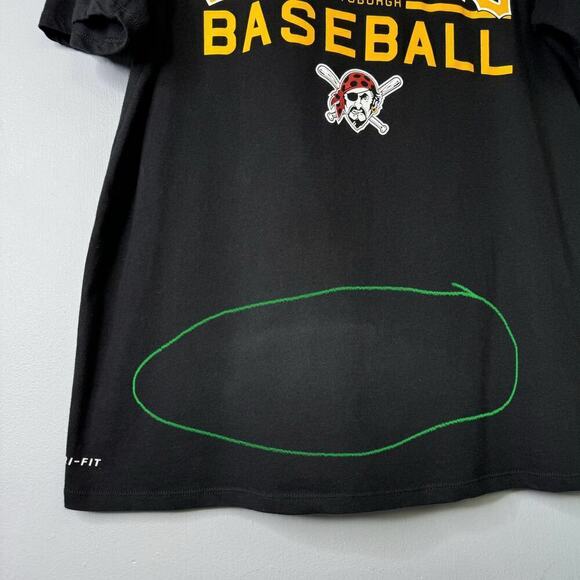 Nike Pittsburgh Pirates Athletic Cut Black T-Shirt MLB Baseball Men's Size L - Picture 9 of 12